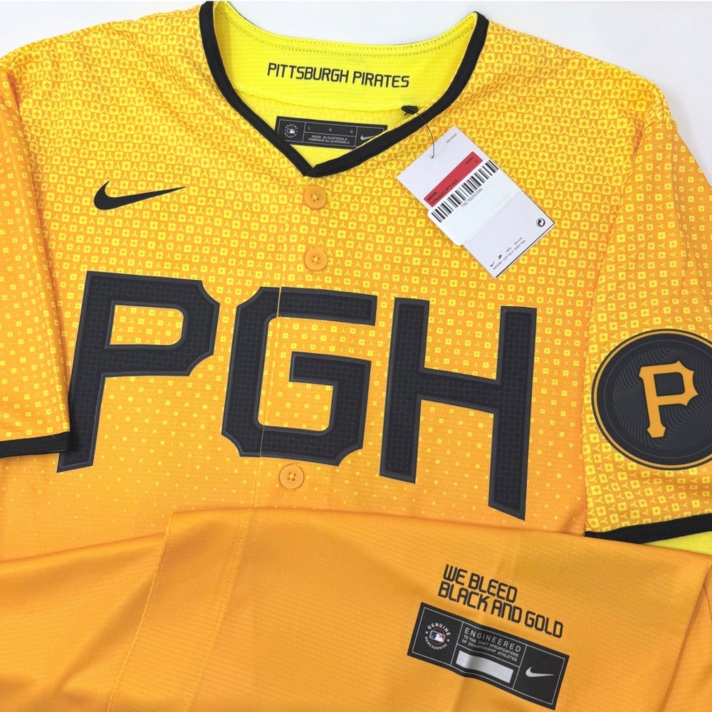 Nike Pittsburgh Pirates‎ Ke'Bryan Hayes City Connect Jersey Gold Mens Large NEW